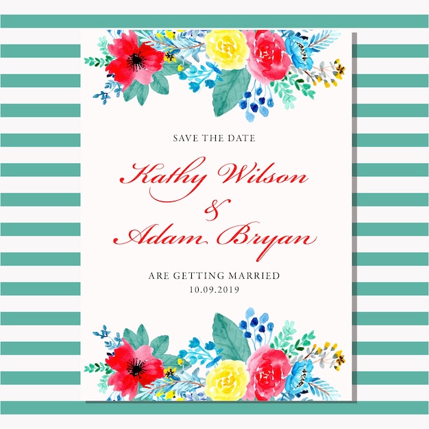 save the date card with floral background