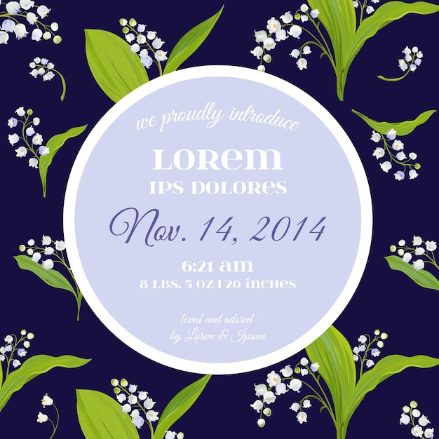 Save the Date Card with Spring Lily of the Valley Flowers