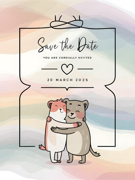 Save the date cute and romantic minimalist theme wedding invitation vector illustration