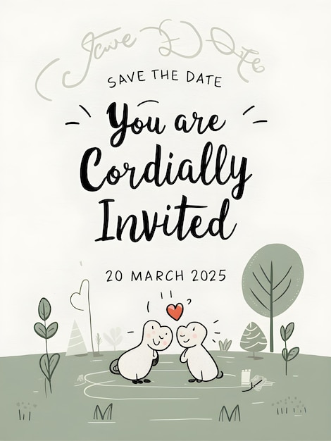 Save the date enchanting and superb minimalist theme wedding invitation vector illustration