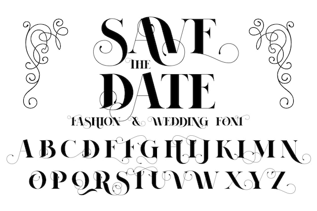 Save The Date, Fashion and Wedding Invitation font, lettering illustration.