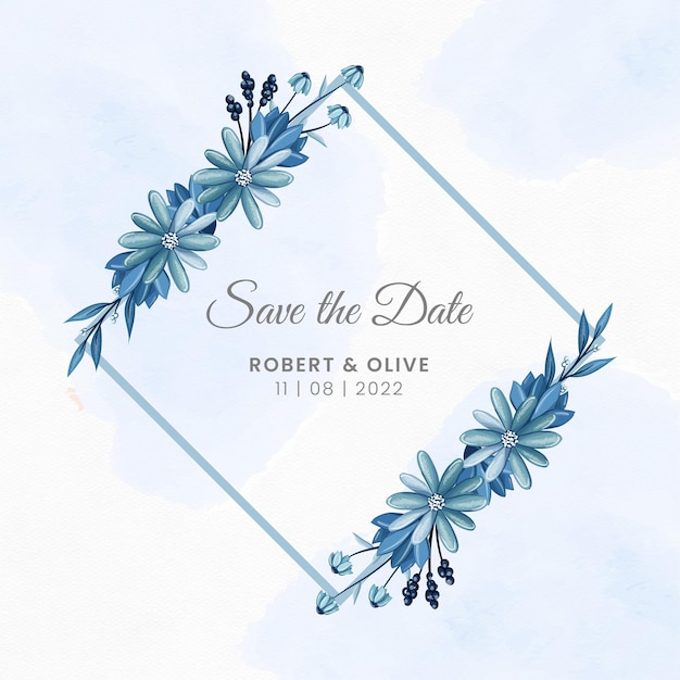 Save the date floral watercolor card and invitation