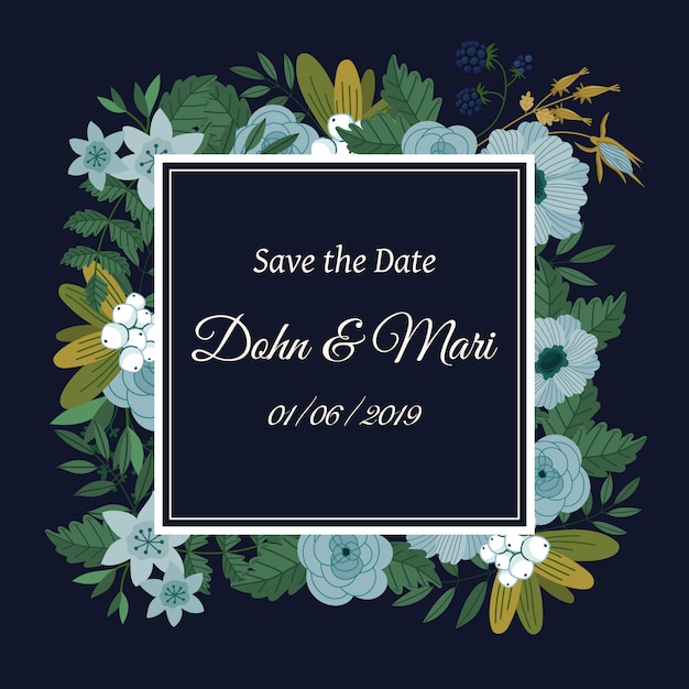 Save the date flower decoration card