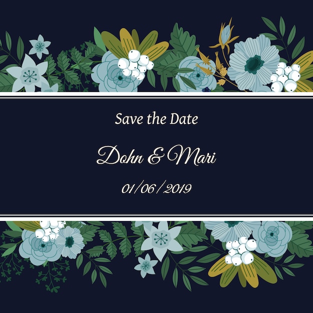 Save the date flower decoration card