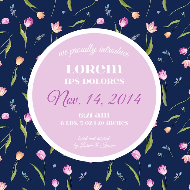 Save the Date Invitation Card with Blossom Tulips Flowers