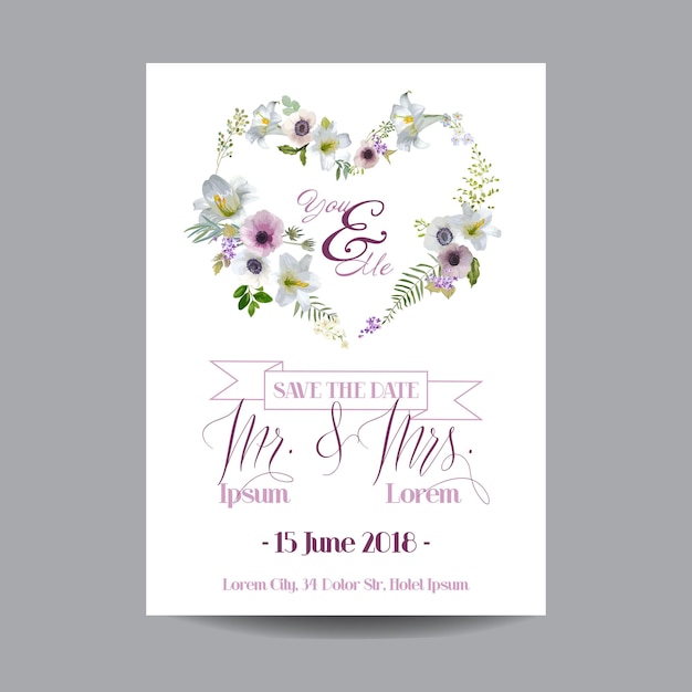 Save the Date Invitation with Floral Template