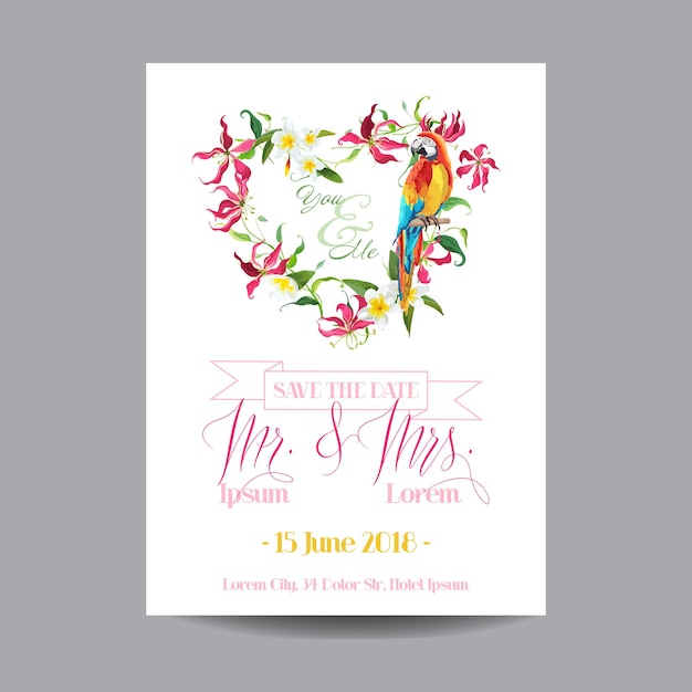 Save the Date Invitation with Floral Template