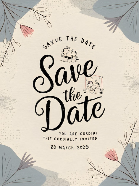 Vector save the date inviting and tempting minimalist theme wedding invitation vector illustration