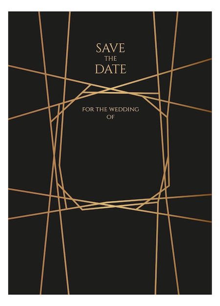 Save date template with elegant thin golden lines