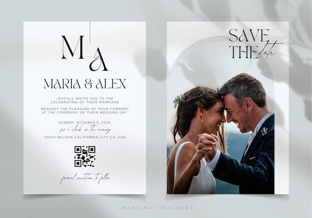 Vector save the date wedding card template with space for photo