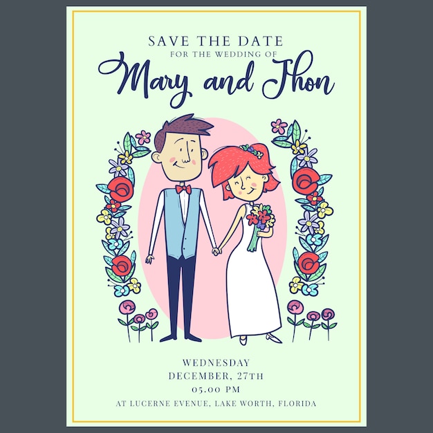 Save the date, wedding invitation card template