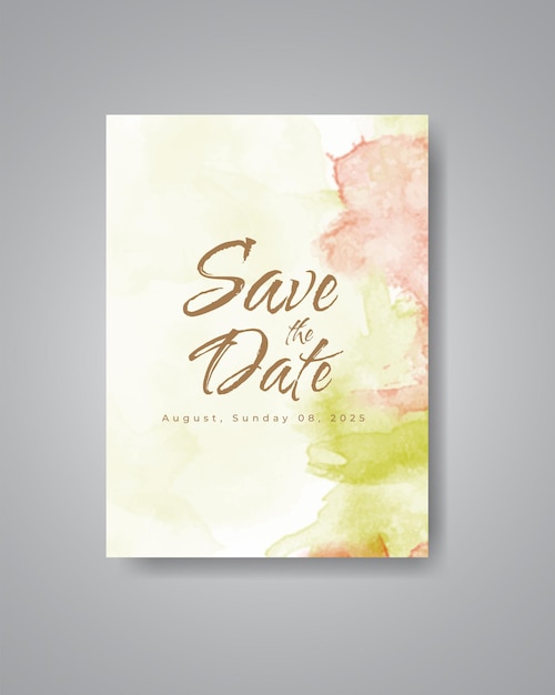 Save the date with watercolor background. Design for your invitation.