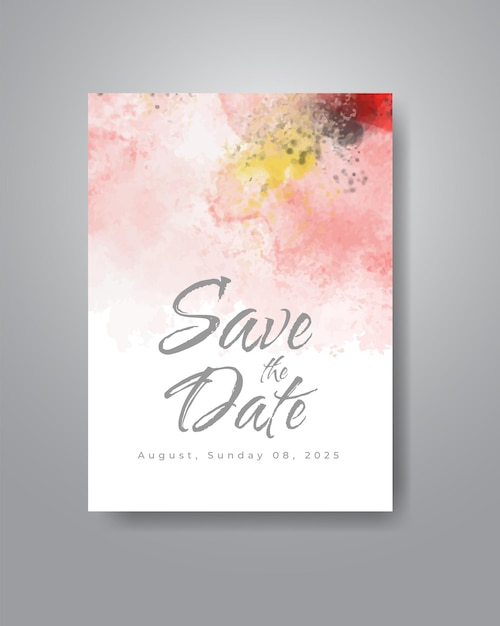 Save the date with watercolor background. Design for your invitation.