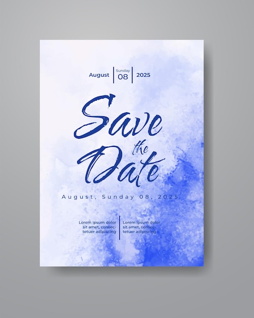 Save the date with watercolor background. Design for your invitation.