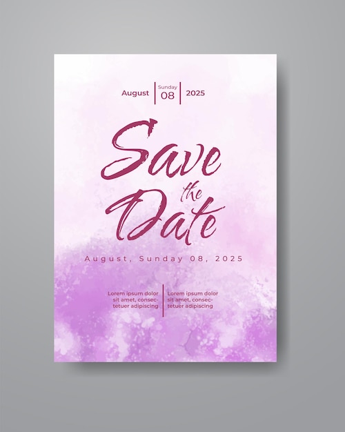 Save the date with watercolor background. Design for your invitation.