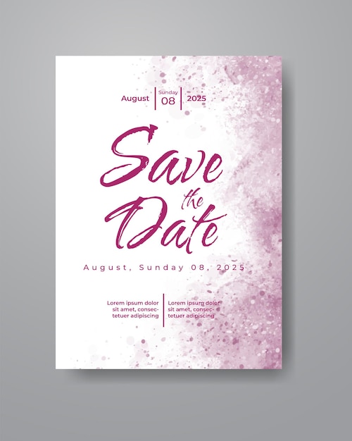 Save the date with watercolor background. Design for your invitation.