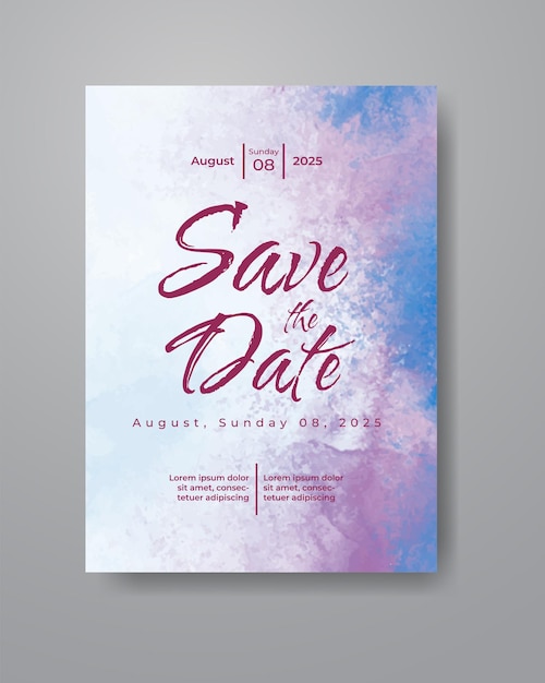 Save the date with watercolor background. Design for your invitation.