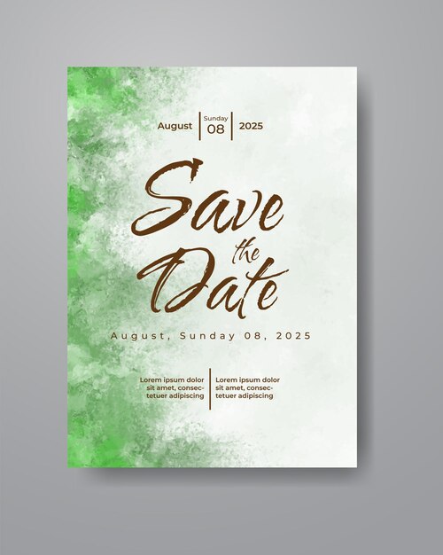 Save the date with watercolor background. Design for your invitation.