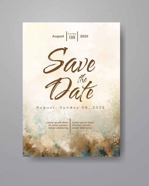 Save the date with watercolor background. Design for your invitation.