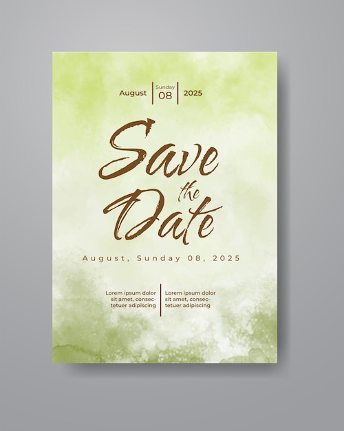 Save the date with watercolor background. Design for your invitation.