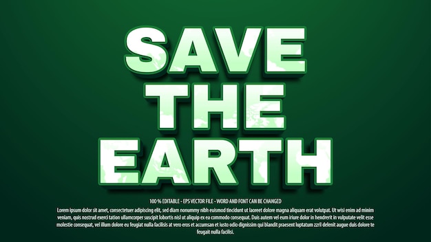 Save earth 3d style text effect