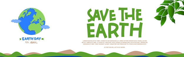 Vector save the earth banner design template