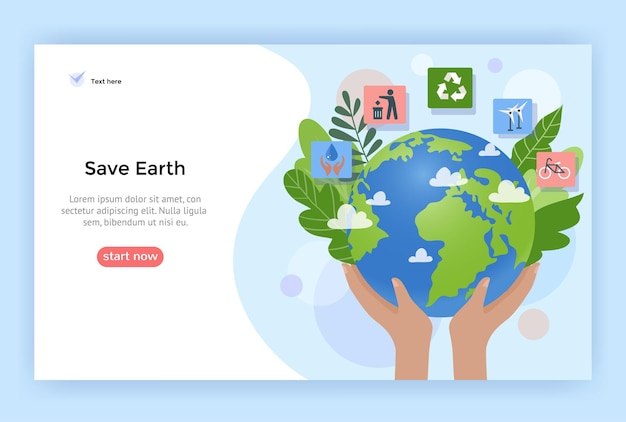 Save Earth concept illustration, Environment poster, vector flat design