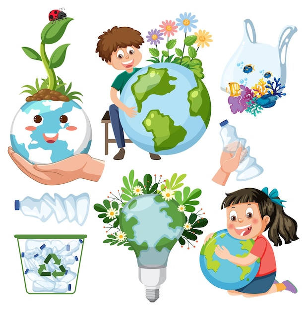 Save the earth graphics and icons collection