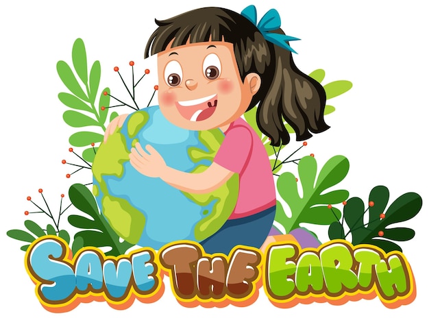 Save the earth text for banner or poster design