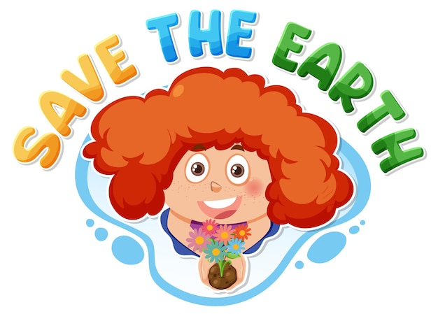 Save the earth text for banner or poster design