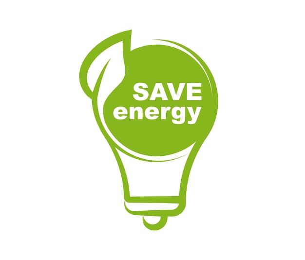 Save energy symbol Light bulb with green leaf Eco friendly environmentally