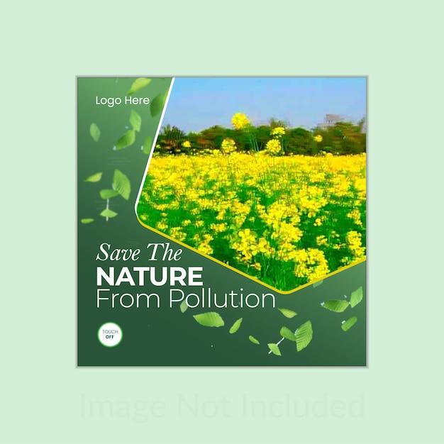 Vector save the nature from pollution social media post design