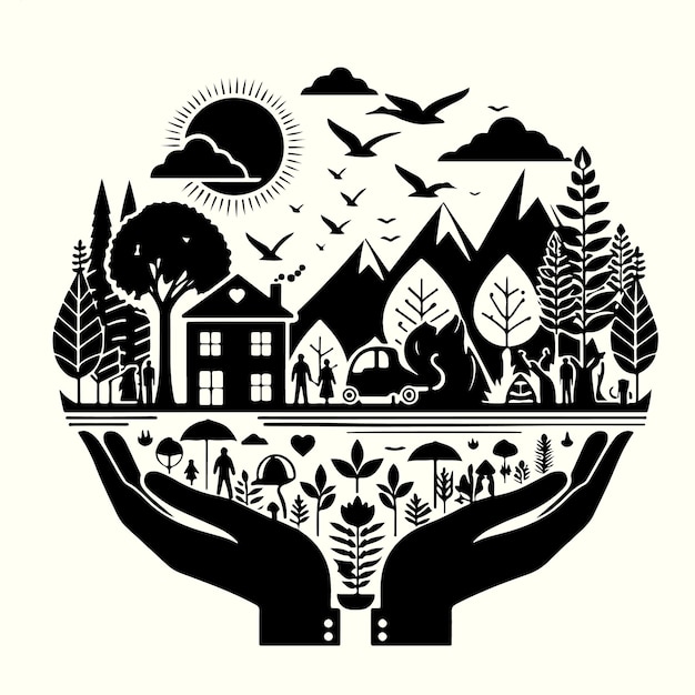 Vector save nature silhouette vector illustration