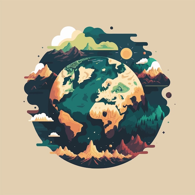 Save planet earth globe Low poly design illustration mother green nature icon