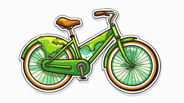 Vector save the planet green bike icon sticker cartoon