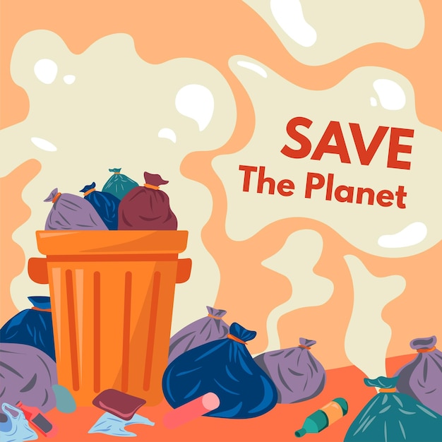 Save planet pollution and waste on landfills