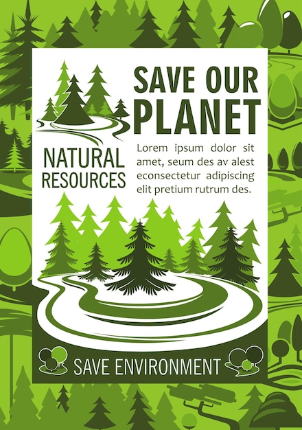 Vector save planet resources banner for ecology design