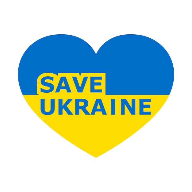 Save Ukraine Flag of ukraine and heart shape Struggle concept