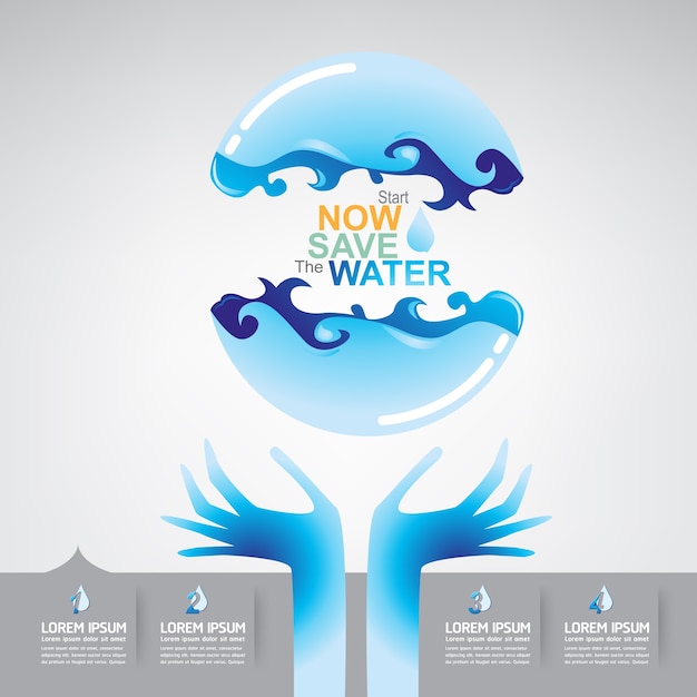 Save The Water Concept Vector