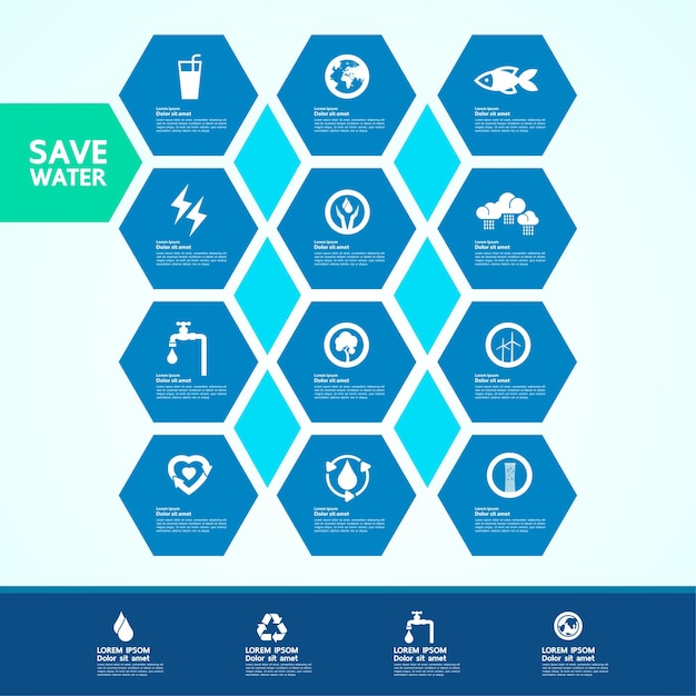 Save the water for green ecology world vector illustration