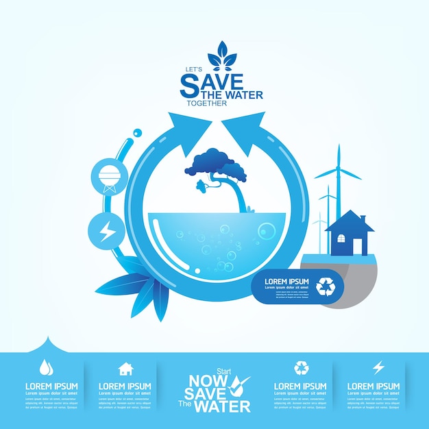 Save Water Vector Background Banner Template