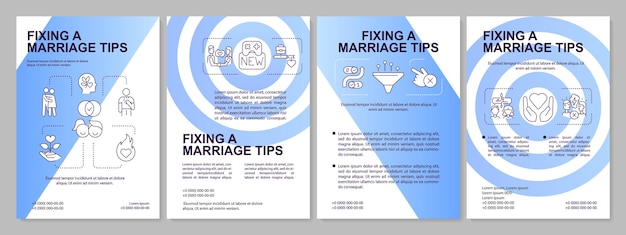 Vector saving broken marriage tips blue gradient brochure template