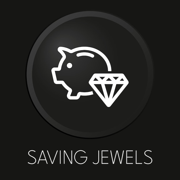 Saving jewels minimal vector line icon on 3D button isolated on black background Premium VectorxA