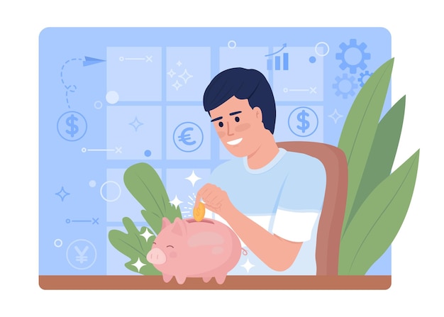 Saving money 2D vector isolated illustration