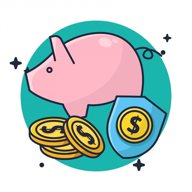 Saving Money and Coin in Piggy