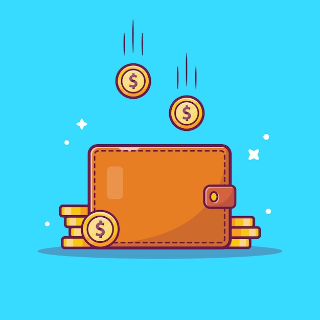 Saving Money  Icon . Wallet And Stack of Coins, Business Icon  Isolated