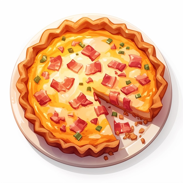 Vector savory bacon quiche comfort food cartoon style