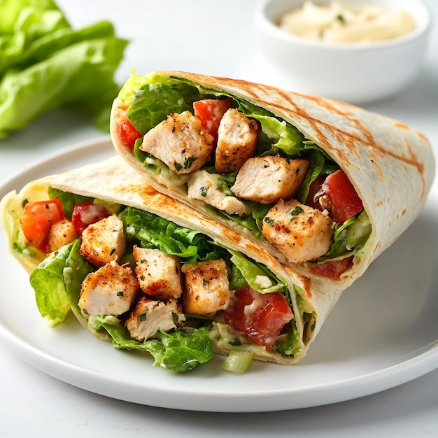 Savory Grilled Chicken Wrap A Delightful Blend of Fresh Veggies and Tender Meat in a Soft Tortilla