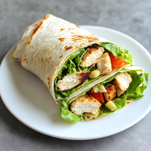 Savory Grilled Chicken Wrap A Delightful Blend of Fresh Veggies and Tender Meat in a Soft Tortilla