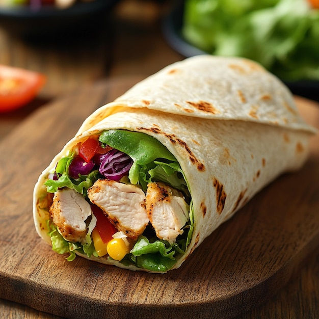 Savory Grilled Chicken Wrap A Flavorful Fusion of Tender Meat Fresh Veggies and Warm Tortilla